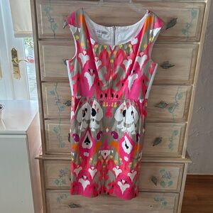 Maggy London Pink and Gray Patterned Dress
